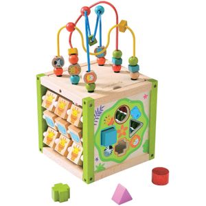 EVEREARTH Motorik Würfel Schleife Sortier Spiel Steck Box Lern Spielzeug Holz