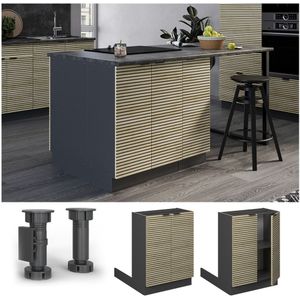 Vicco Regalinselunterschrank Fame-Line Anthrazit Eiche gefräst 60 cm