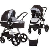 Chipolino Kombikinderwagen Havana 2 in 1 faltbar Tragetasche Sportsitz bis 22 kg grau schwarz
