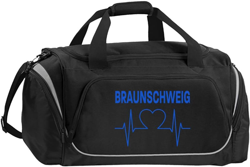 multifanshop Sporttasche - Braunschweig - Herzschlag - Druck blau - Tasche