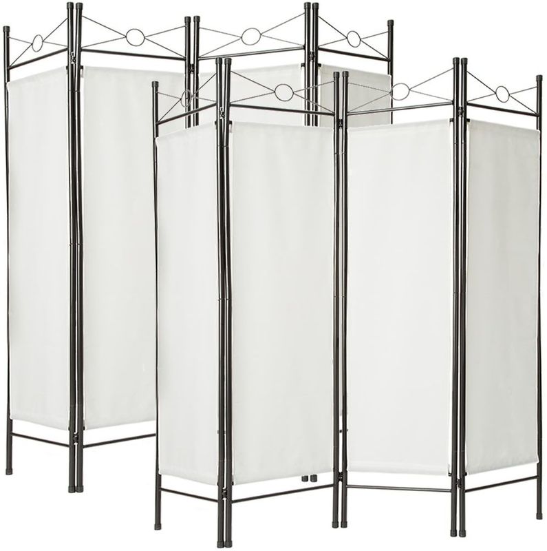 tectake® 2er-Set Raumteiler, 4-teiliger Blickschutz, fester Stand auf bodenschonenden Kunststofffüßen, 160 x 2,5 x 180 cm