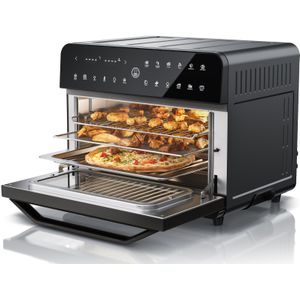 Arendo Heißluftfritteuse 1800 Watt, Minibackofen, Airfryer, 25L, Edelstahl, Pizzaofen, 4 Ebenen, Mini Backofen mit Umluft, Timer, 12 Programme