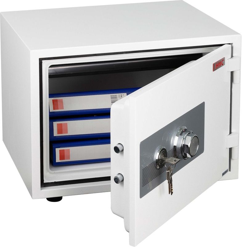 Tresor MCW-L48, feuerfest (60min) Safe Geldschrank Doppelbolzenverriegelung, 44kg Metall 38x50x44cm 19L ~ weiß