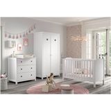 AMORI 4-tlg Set best. aus: Babybett 60x120 cm, Kommode m. 3 Schubladen, Wickelaufsatz, Kleiderschrank 2-trg., weiß lackiert