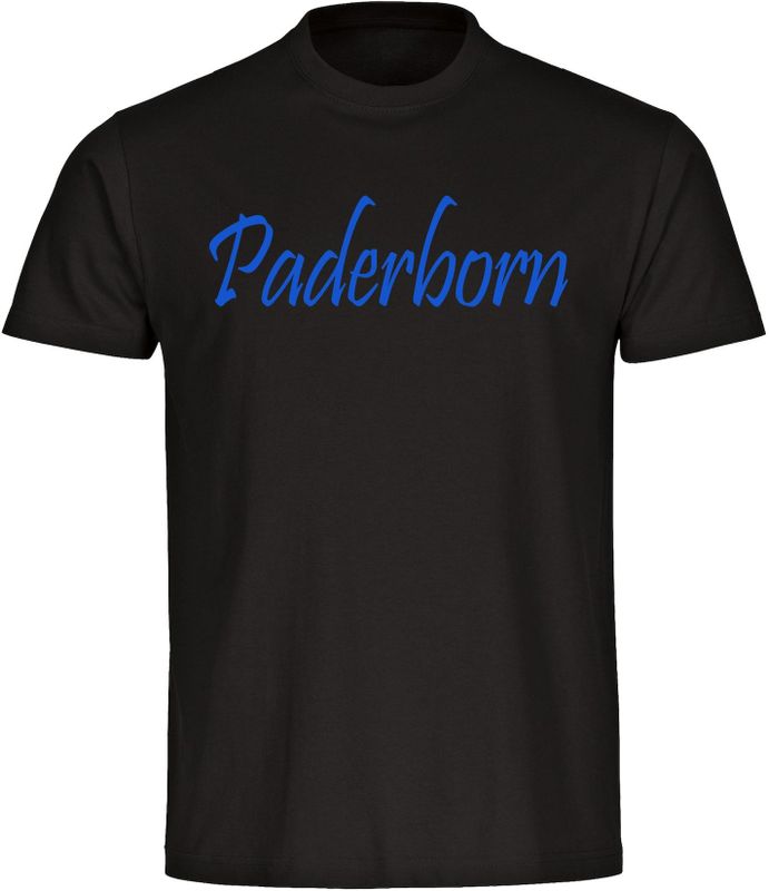multifanshop Kinder T-Shirt - Paderborn - Schriftzug - Druck blau - Kind