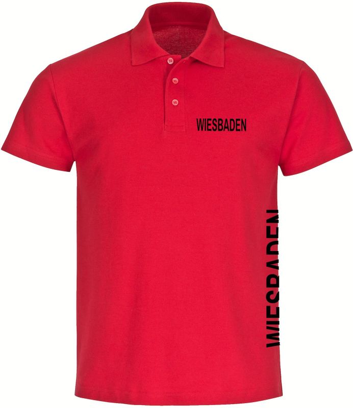 multifanshop Poloshirt - Wiesbaden - Brust & Seite - Druck schwarz - Polo