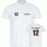 multifanshop Kinder T-Shirt - St. Pauli - Trikot Nummer 12 - Druck braun - Kind