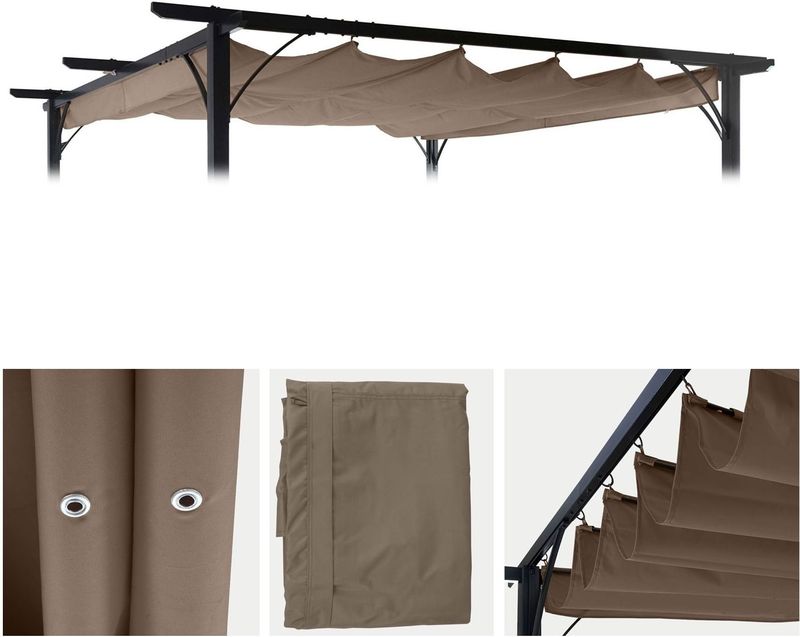 Ersatzbezug 370x300cm für Dach Pergola Pavillon MCW-C42 3,5x3,5m ~ taupe-braun