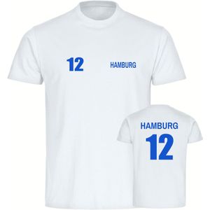 multifanshop Kinder T-Shirt - Hamburg - Trikot Nummer 12 - Druck blau - Kind