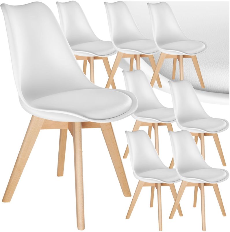 tectake® Set Esszimmerstuhl, gepolsterte Sitzfläche, massive Holzbeine, 49 x 56 x 82,5 cm
