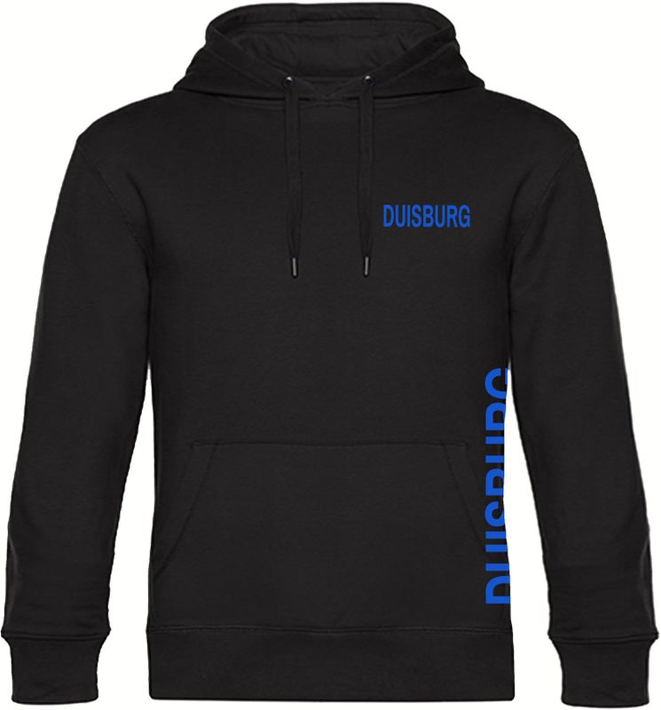 multifanshop Kapuzen Sweatshirt - Duisburg - Brust & Seite - Druck blau - Hoodie