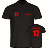 multifanshop Herren T-Shirt - Düsseldorf - Trikot Nummer 12 - Druck rot - Männer