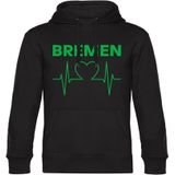 multifanshop Kapuzen Sweatshirt - Bremen - Herzschlag - Druck grün - Hoodie