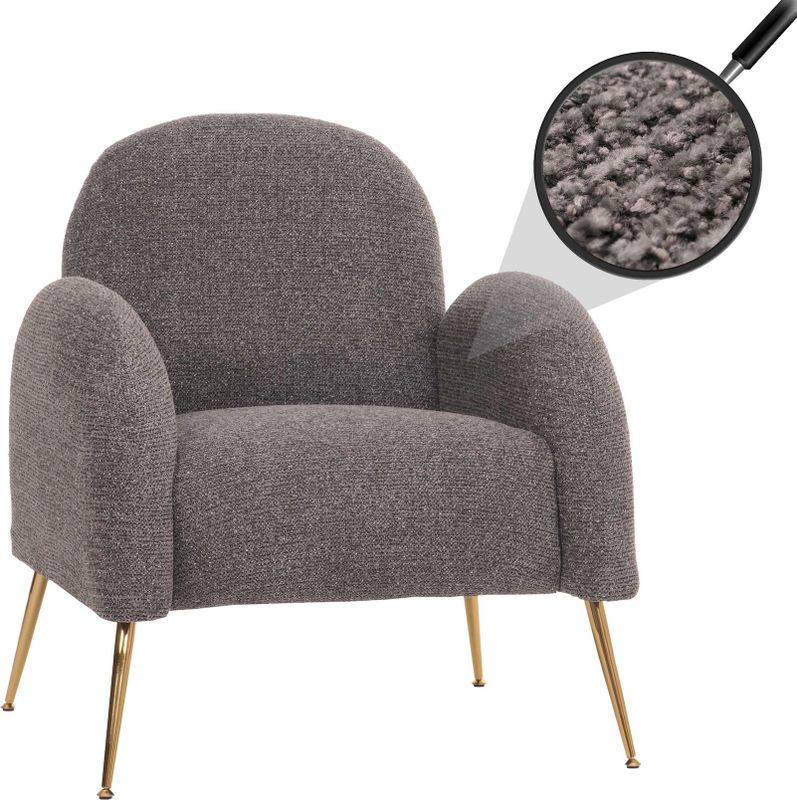 Lounge-Sessel MCW-N69, Cocktailsessel Sessel, Retro Nosagfederung Stoff/Textil Chenille ~ dunkelgrau