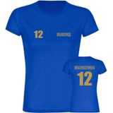 multifanshop Damen T-Shirt - Braunschweig - Trikot Nummer 12 gold - Druck gold metallic - Frauen