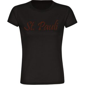 multifanshop Damen T-Shirt - St. Pauli - Schriftzug - Druck braun - Frauen