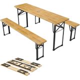 Juskys Bierzeltgarnitur Bichl 3-teilig klappbar - Gartenmöbel-Set aus 1 Biertisch + 2 Bierbänke