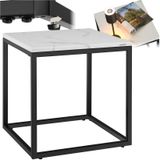 tectake® Marmor-Beistelltisch, quadratisch, solides Stahlgestell, mit höhenverstellbaren Kunststofffüßen