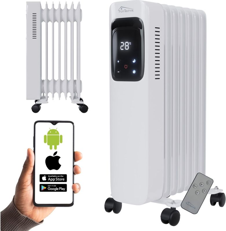 TroniTechnik® Ölradiator Elektroheizung TT-OR 307 in Weiß mit 7 Rippen und 1500 Watt, drei Heizstufen (600W, 900W, 1500W)