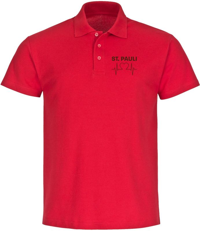 multifanshop Poloshirt - St. Pauli - Herzschlag - Druck braun - Polo