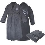 Dewello® Bademantel ohne Kapuze aus Baumwolle für Sauna und nach dem Sport, Frottee Unisex Grau, Verschiedene Größen (S-XXL), Farbe:Grau