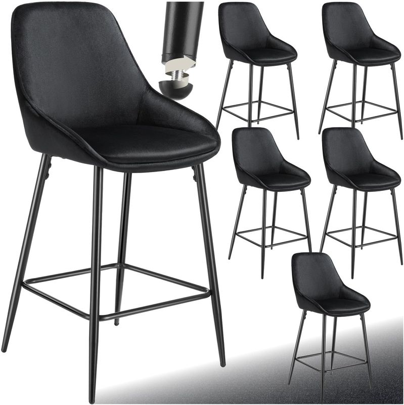 tectake® Thekenstuhl, gepolstert, weicher Bezug, pulverbeschichtete Stahlbeine, 49 x 54 x 100 cm, Belastbarkeit 120 kg