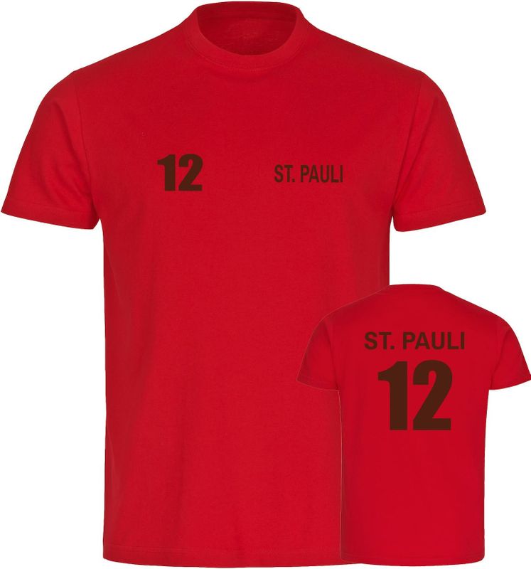multifanshop Kinder T-Shirt - St. Pauli - Trikot Nummer 12 - Druck braun - Kind