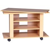 WOHNLING TV HiFi Bank Buche Fernsehtisch drehbar & rollbar 75 x 38 x 51 cm