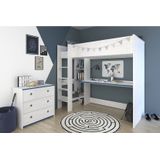 Parisot Hochbett extra hoch, mit Kommode, "Smoozy", Blau/Pink