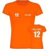 multifanshop Damen T-Shirt - Holland - Trikot Nummer 12 - Druck weiß - Frauen