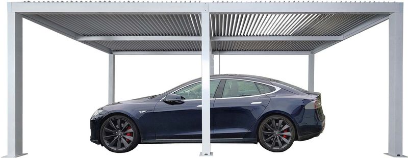 Carport MCW-L46, Autoüberdachung Garage Unterstand, 11cm-Aluminium-Gestell, Regenrinne sturmfest, 3x6m ~ weiß