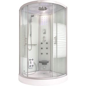 Home Deluxe Duschkabine mit Wasserfall und Rückenmassage WHITE PEARL - 100 x 100 cm