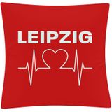multifanshop Kissenbezug - Leipzig - Herzschlag - Druck weiß - Kissen