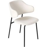 riess-ambiente Stuhl VOGUE - weiß Bouclé schwarze Metallbeine
