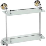 Brillantbad BETRO GOLD Glasablage mit 2 Ablageflächen Messing Gold Chrom Glas 400x420x120 mm für Bad & WC >> zum Bohren