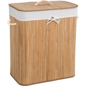 tectake® Wäschekorb, aus Bambus, herausnehmbarer Wäschesack, 2 Tragegriffe, 53 x 33,5 x 63 cm