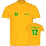 multifanshop Kinder T-Shirt - Australien - Trikot Nummer 12 - Druck grün - Kind