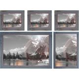 Bilderrahmen Set H246, Fotorahmen Holzrahmen, 3x 21x26cm 1x 26x36cm 1x 36x51cm Shabby Landhaus ~ grau