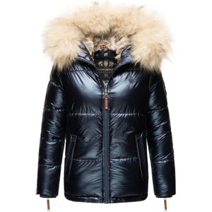 NAVAHOO Damen Winterjacke Warm Gefütterte Steppjacke mit Kunstfellkapuze Tikunaa