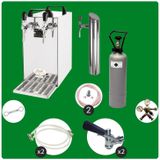 Untertheken Komplett Set - Zapfanlage, Bierzapfanlage - Kontakt 40 2-leitig Trockenkühler, Durchlaufkühler 50 Liter/h, inkl. Schanksäule, Green Line, Zapfkopf:Dreikant,Zapfkopf 2:ohne