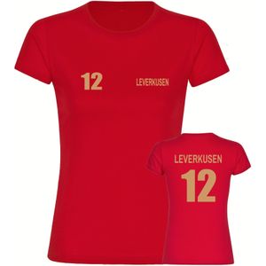 multifanshop Damen T-Shirt - Leverkusen - Trikot Nummer 12 gold - Druck gold metallic - Frauen