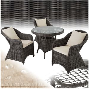tectake® Rattan Sitzgruppe, mit Aluminiumgestell, wetterfest und UV-beständig, hochwertiges Geflecht, St�ühle vormontiert