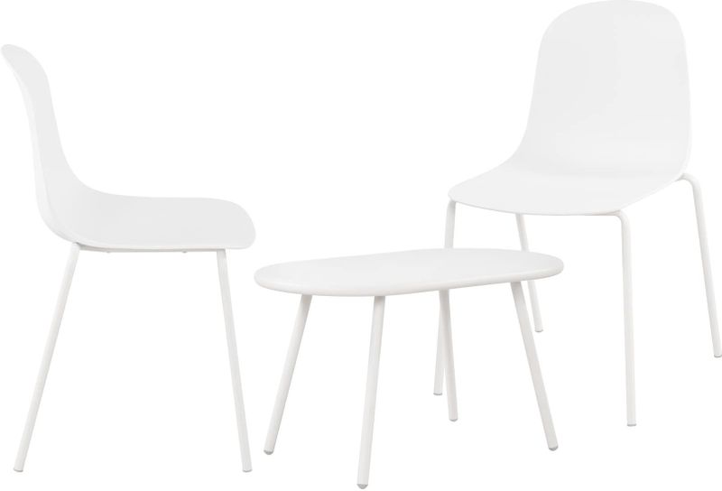 CLP 2er Sitzgruppe Veldin I Garten-Set 2x Stuhl stapelbar und 1x Tisch I Outdoor-Set wetterfest und UV-beständig I Gartenmöbel
