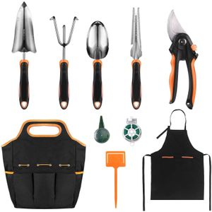 TACKLIFE GGT5A, Gartenwerkzeug Set, Gartengeräte aus Rostfreiem Edelstahl (29 in 1) : Transplantatkelle, Unkrautstecher, Gartenschere, Gartenunkrautschneider, Pflanzenkelle mit Skala, Gartengabel, Handtasche usw.