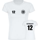 multifanshop Damen T-Shirt - Germany - Adler Retro Trikot 12 - Druck schwarz - Frauen