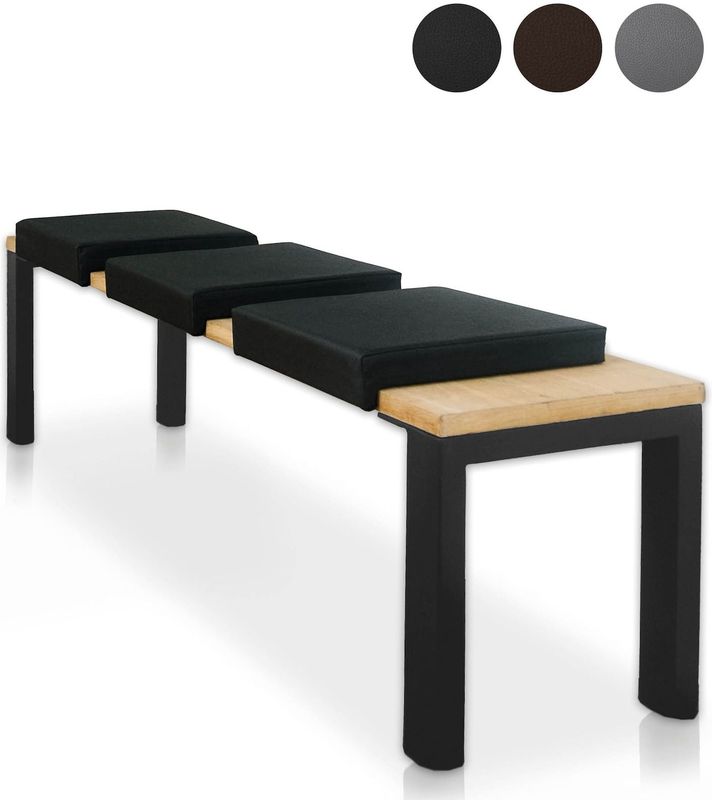 Lycce Bankauflage Kunstleder Klemmkissen 1 Leiste, extra weiche Polsterung (6cm Höhe), Sitzkissen Bank rutschfest, 100.000 Scheuertouren, Banktiefe ab 35 cm