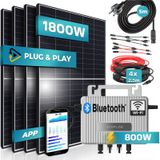 SUNNIVA® 1800W Balkonkraftwerk 800W komplett Steckdose - Ecoflow Stream 800W Wechselrichter - PV Solaranlage Komplettset - 4x 450W (1800W) Solarmodule, Black Frame - inkl. 5m Kabel - Bluetooth, WIFI