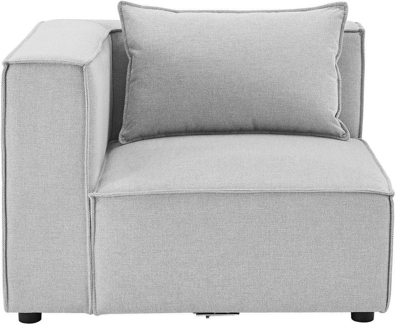 Juskys modulares Sofa Domas in Stoff Hellgrau - Ecksofa Links mit Armlehne & Kissen - kombinierbar