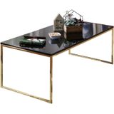 KADIMA DESIGN RIVA Couchtisch, Metall und Holz, filigrane Beine, schwarze Tischplatte, 120x45x60 cm.