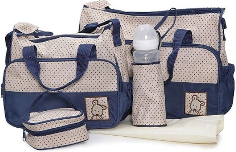 Moni Wickeltasche Stella, Set mit Wickelunterlage, Isoliertasche f. Babyflaschen blau